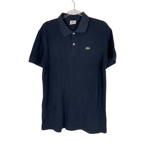 La‎ Coste Men's Navy Polo 2 Button Cotton Woven Shirt Size 7/XXL
